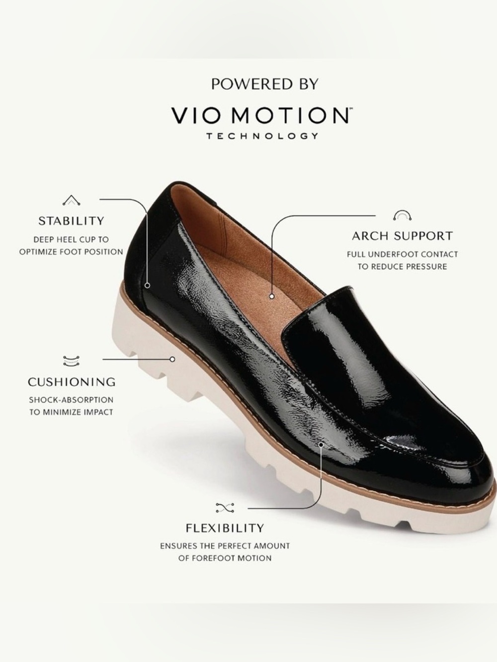 Vionic  Kensley Women Black Patent leather Slip-On Loafers Lug sole Like New 8
